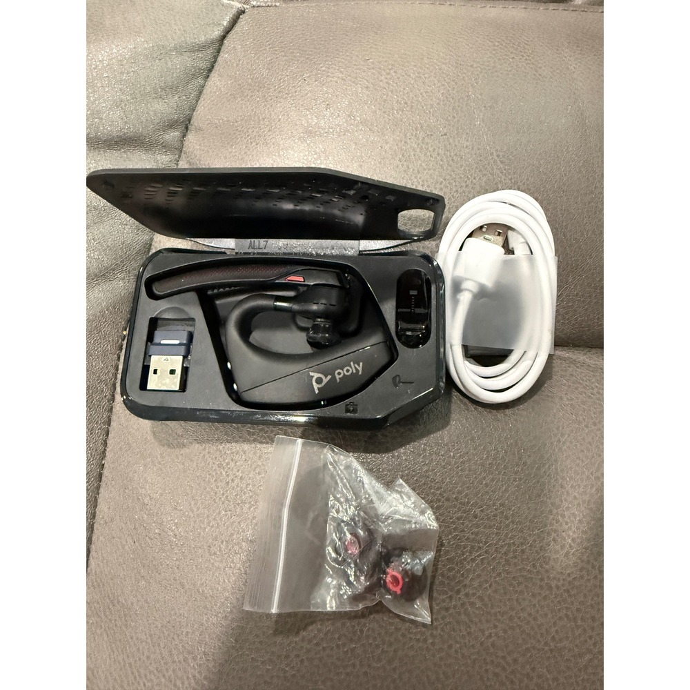 Poly Plantronics Voyager 5200 UC Bluetooth Headset with Charging Case & Adapter